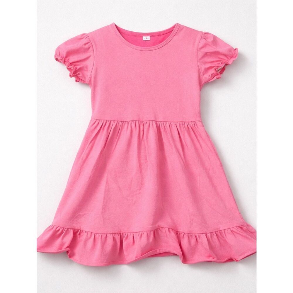 Lizzie Rae Puff sleeve neon pink knit dress size 18 months NWOT